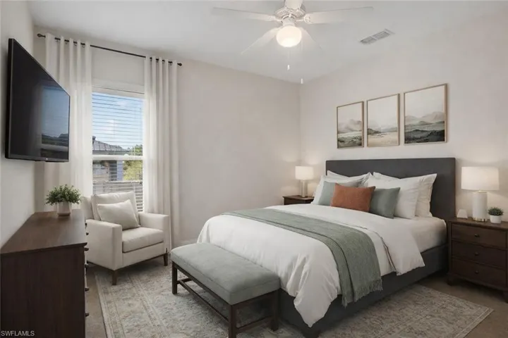 Virtually staged - third of four guest bedrooms
