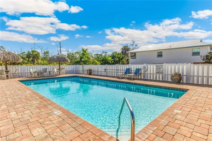 View of pool with a patio and a fenced backyard