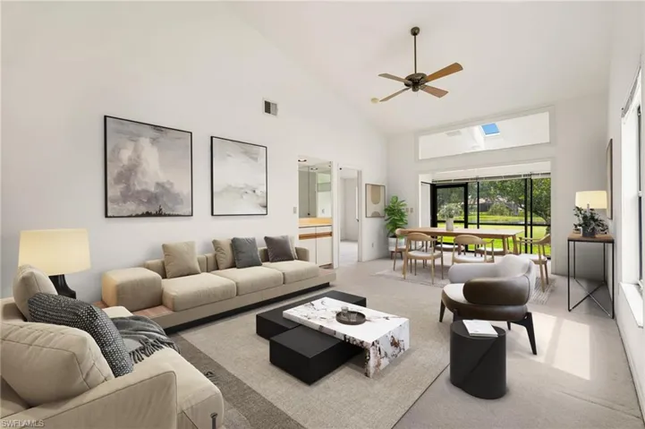 *Virtually staged* Living room with golf course views