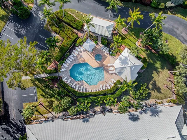 Bird's eye view of a pool area