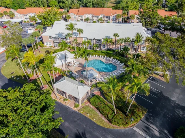 Aerial view of a pool