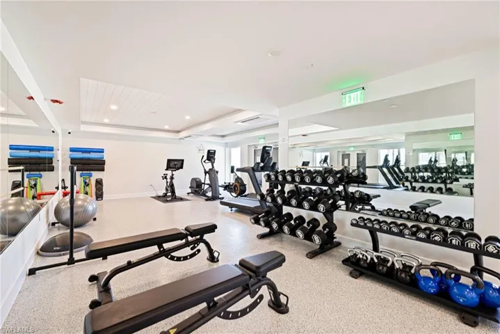 Workout area with recessed lighting