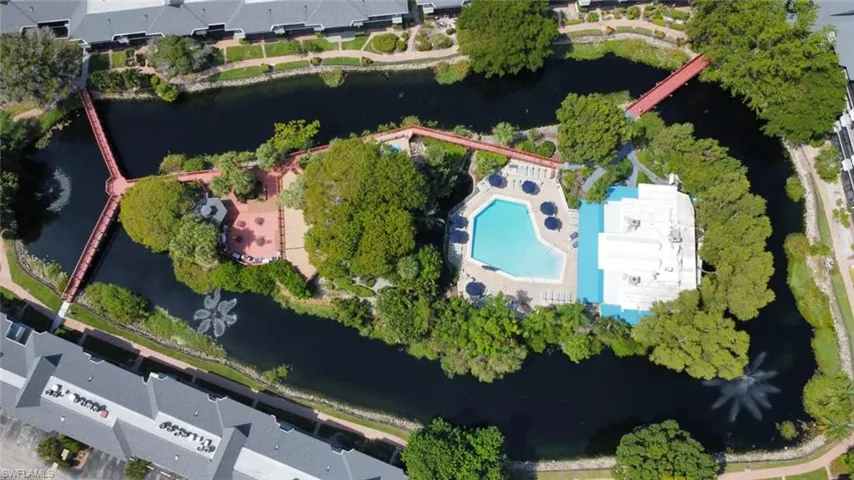Bird's eye view featuring a water view and a residential view