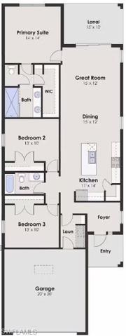Estero Floor Plan Rendering *DISCLAIMER: Renderings, Photos, Virtual Tours are of like model and are used for display purpose only, actual property may vary.