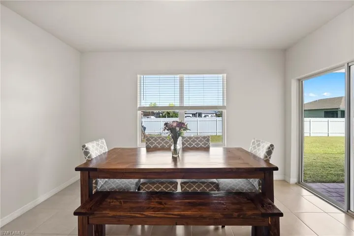 View of tiled dining area