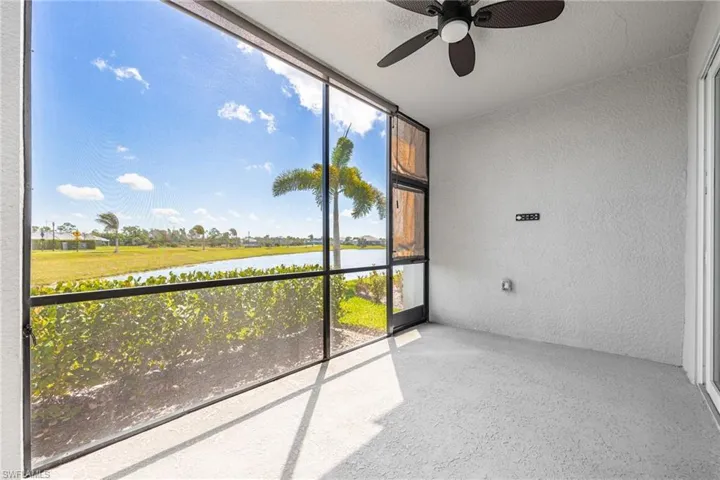Screened lanai on back of condo with view of the canal - a perfect place to enjoy your morning coffee