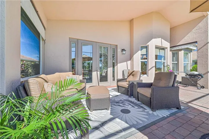 View of patio featuring french doors