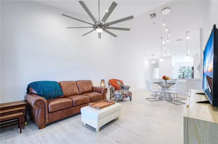Living area featuring light wood-style floors
