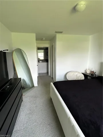 White walls and light gray carpeting create a bright interior