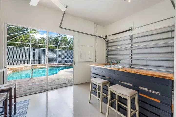 Entrance to one car garage or party pad.