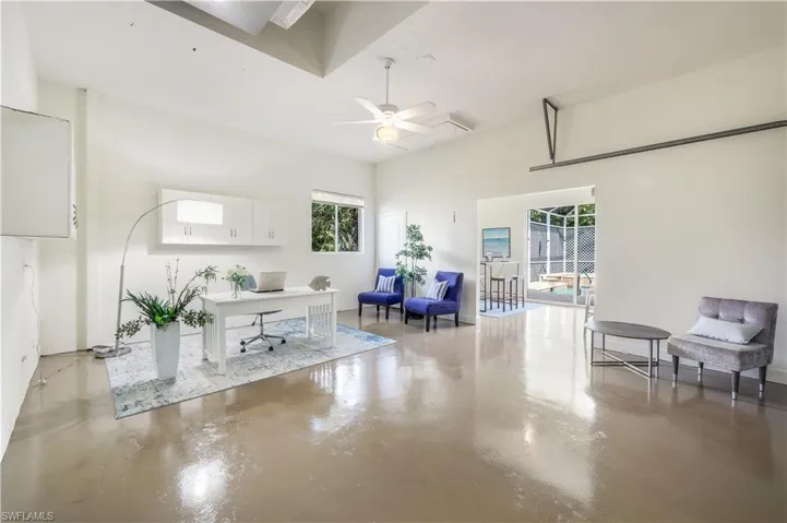 Two car garage currently used as extra office space.