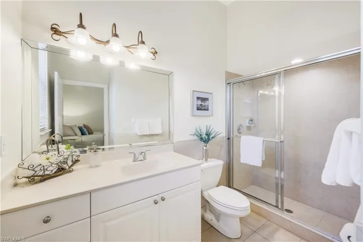 Guest bathroom with walk-in shower.