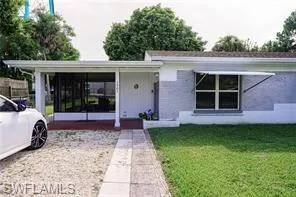 View of front of home with a front lawn