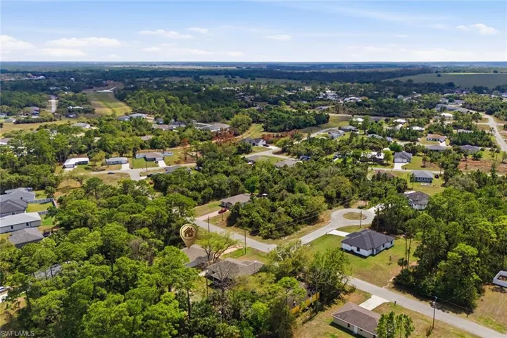 Aerial perspective of suburban area