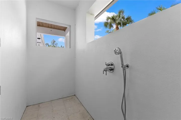 Outdoor shower off master bath