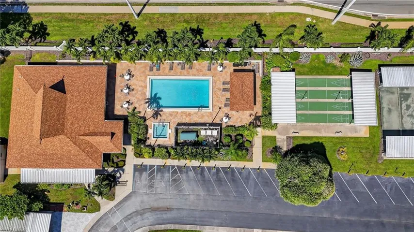 Aerial view of a pool area