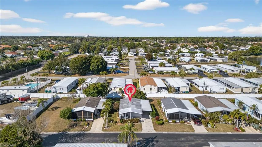 Aerial perspective of suburban area