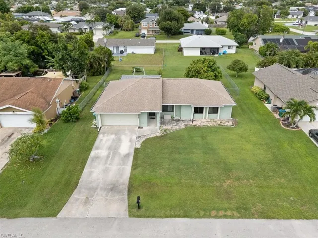 Aerial perspective of suburban area
