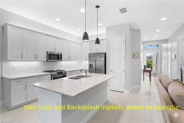 digital rendering of home with different wall color and backsplash