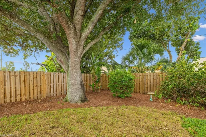 View of fenced backyard