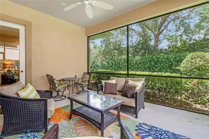 Patio with tranquil preserve view.