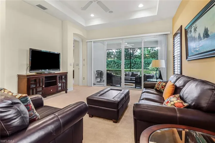 Living room with sliding doors to lanai