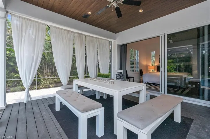 Off Bedroom overlooking resort style pool