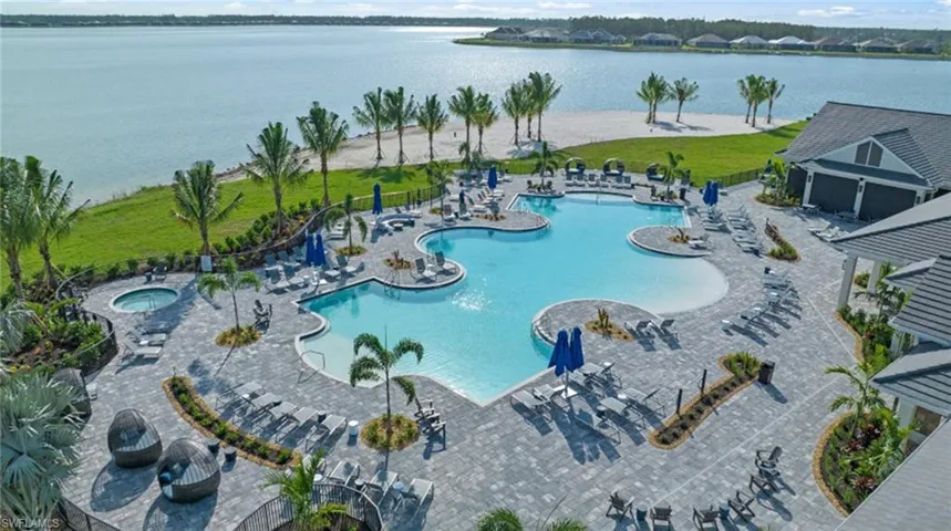 Drone / aerial view of a large body of water