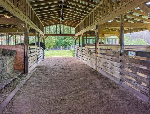View of horse barn