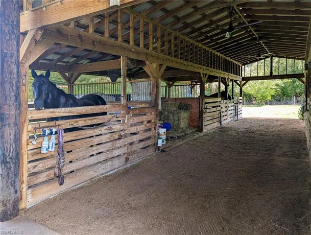 View of horse barn