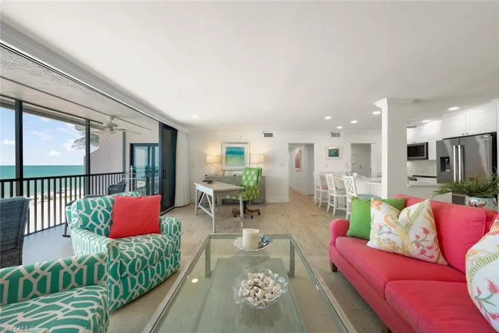 Expansive screened balcony presenting ocean scenery