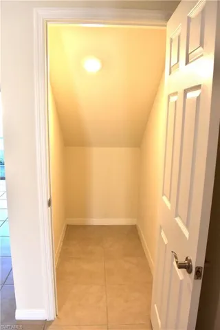 Additional living space with baseboards and lofted ceiling
