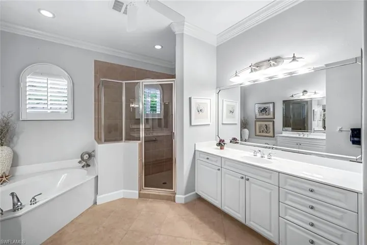 Bath & Shower, Double Sinks and Linen Closet, Private water closet
