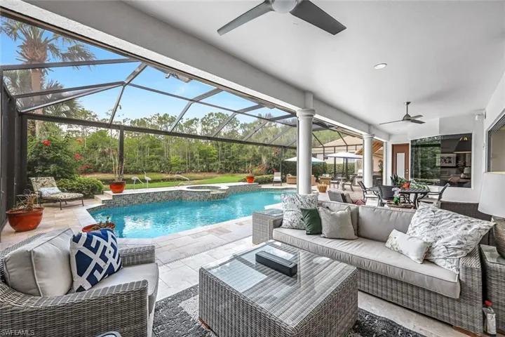 Electric shutters roll down and protect all the covered lanai space