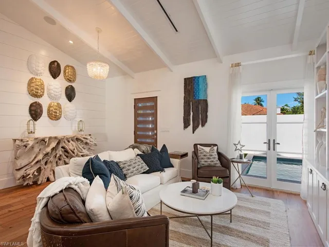 Formal Living with pool view Naples Florida Beach House