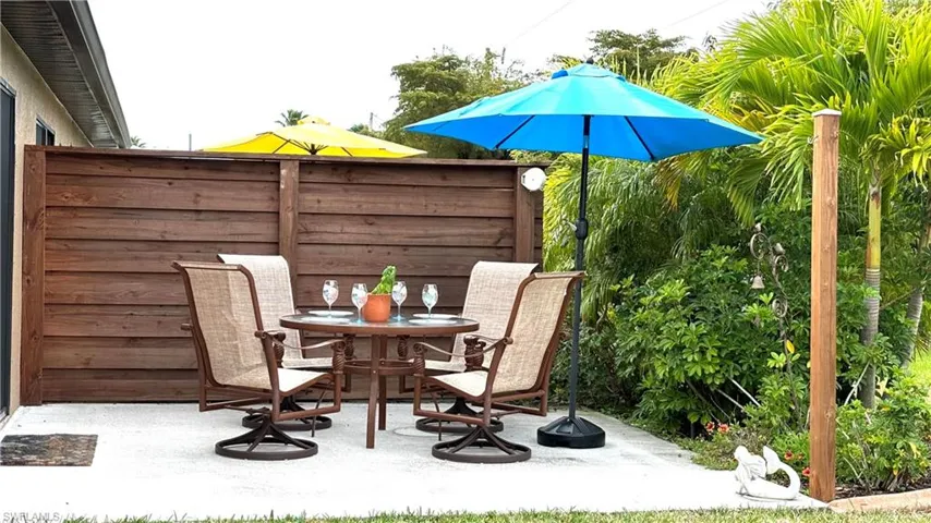 13'x13' Rear patio on each side with privacy fence.