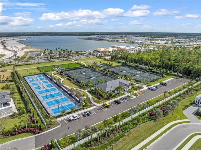 Drone / aerial view of a large body of water