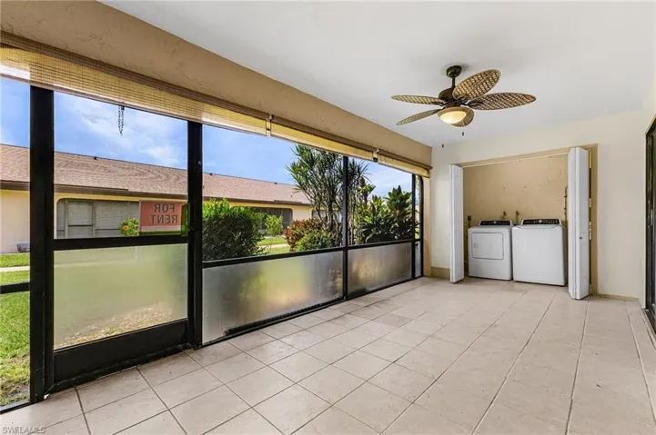 Spacious lanai houses the laundry zone and and extra storage closet.