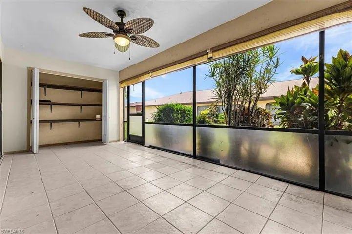 Extra storage on large lanai with a lovely view of greenspace.