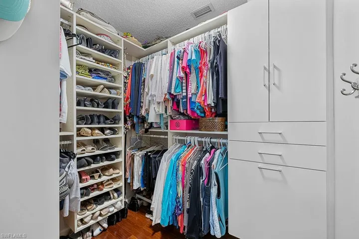 Owners closet has all the high end California Closet organization you'd expect in a million dollar home. Exceptional use of space!