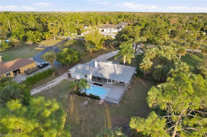 Aerial view showcasing the tropical pool setting