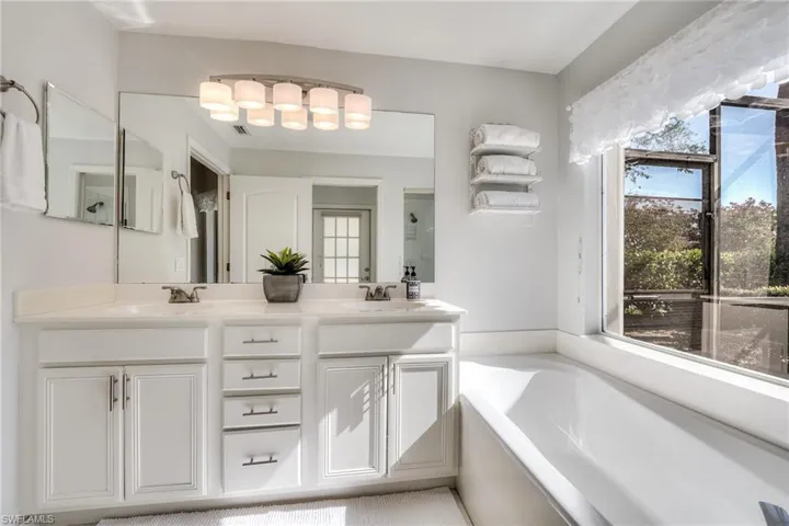 Bathroom with independent shower and bath and vanity