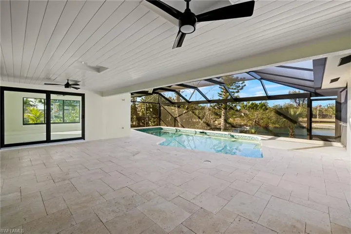 Large covered area and spacious pool deck