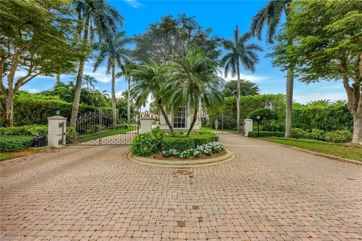View of property's community featuring a gate and curved driveway
