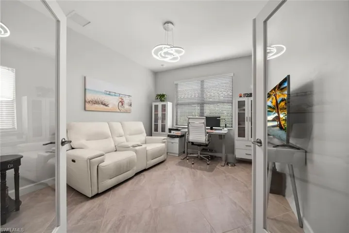 Den makes a perfect home office but can be a third bedroom