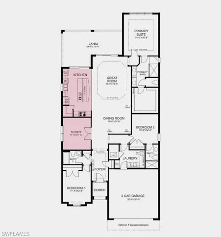 Structural options added include: outdoor kitchen rough-in, gourmet kitchen, and study in place of a flex room
