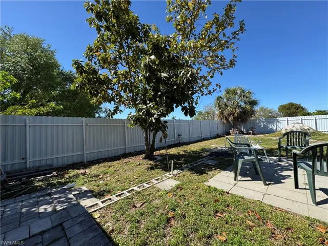 View of yard with a patio and a fenced backyard