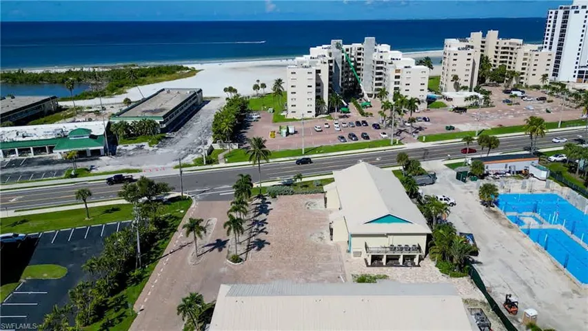 Aerial view of a nearby body of water