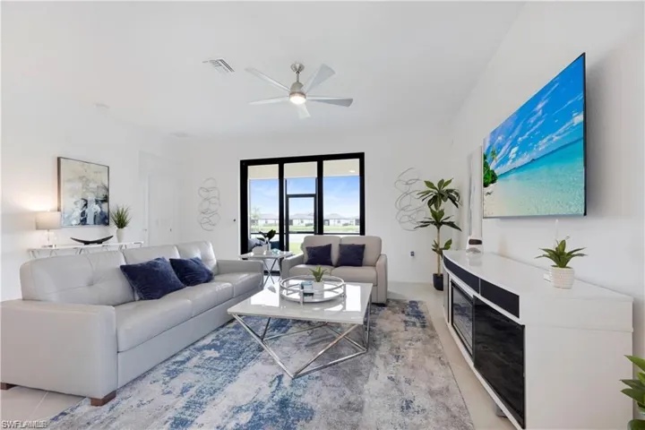 Living room with ceiling fan