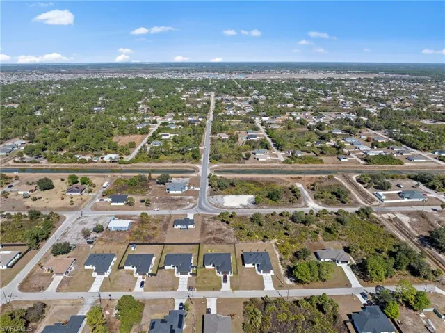 Aerial perspective of suburban area
